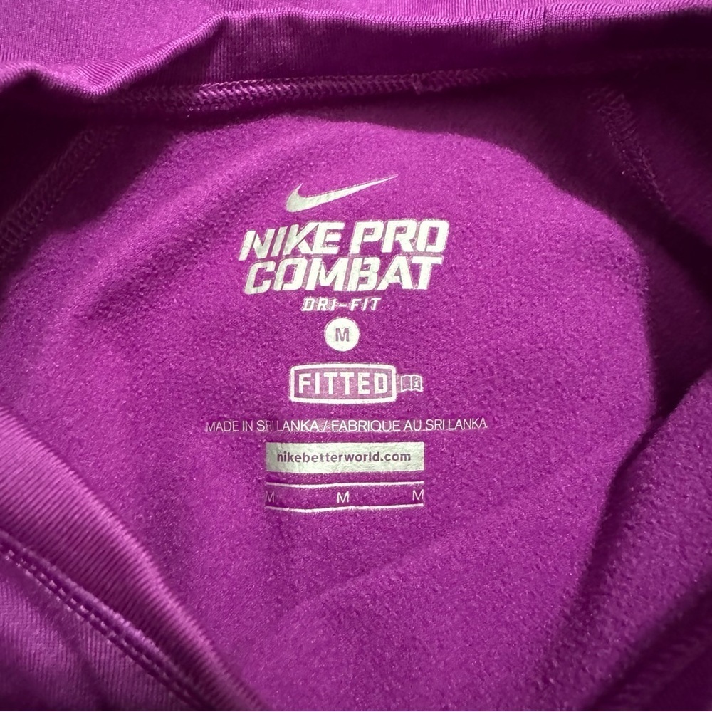Nike Pro Combat Fitted Therma-Fit Thermal Fleece Long Sleeve Top Crewneck Medium - Picture 2 of 9
